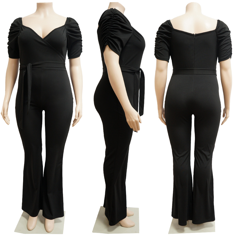 Large yard wide leg pants lotus sleeve jumpsuit for women