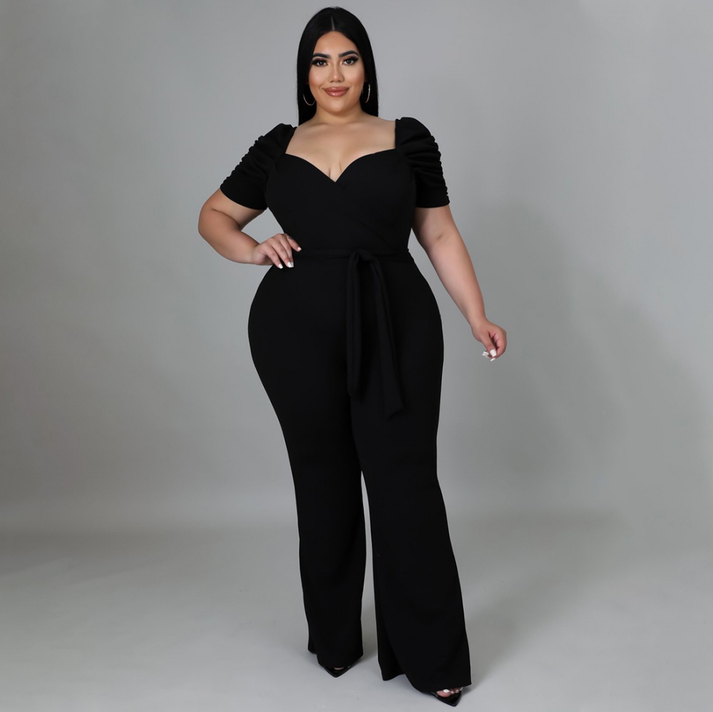 Large yard wide leg pants lotus sleeve jumpsuit for women