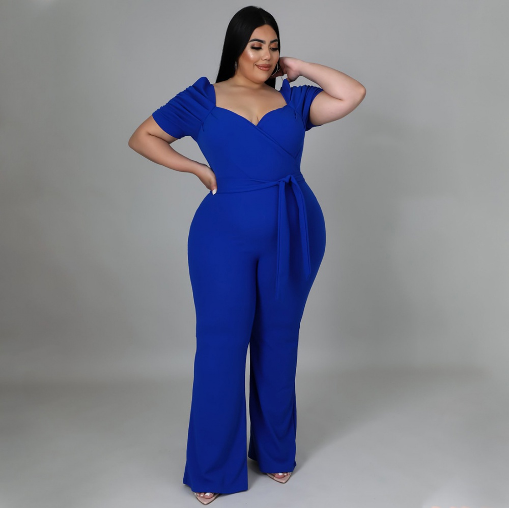 Large yard wide leg pants lotus sleeve jumpsuit for women