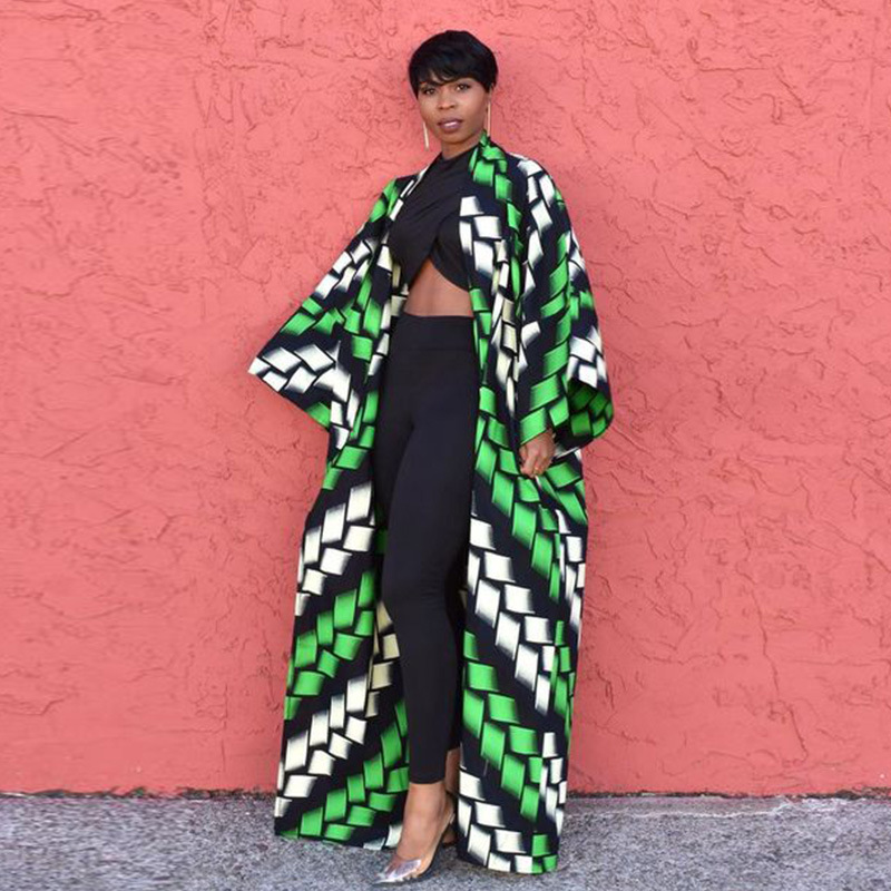 National style printing tops long spring coat