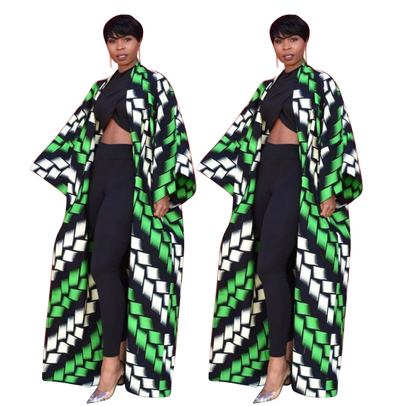 National style printing tops long spring coat