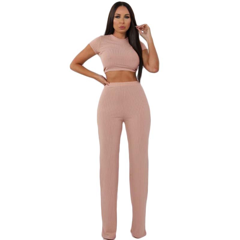 Fashion T-shirt Casual wide leg pants 2pcs set