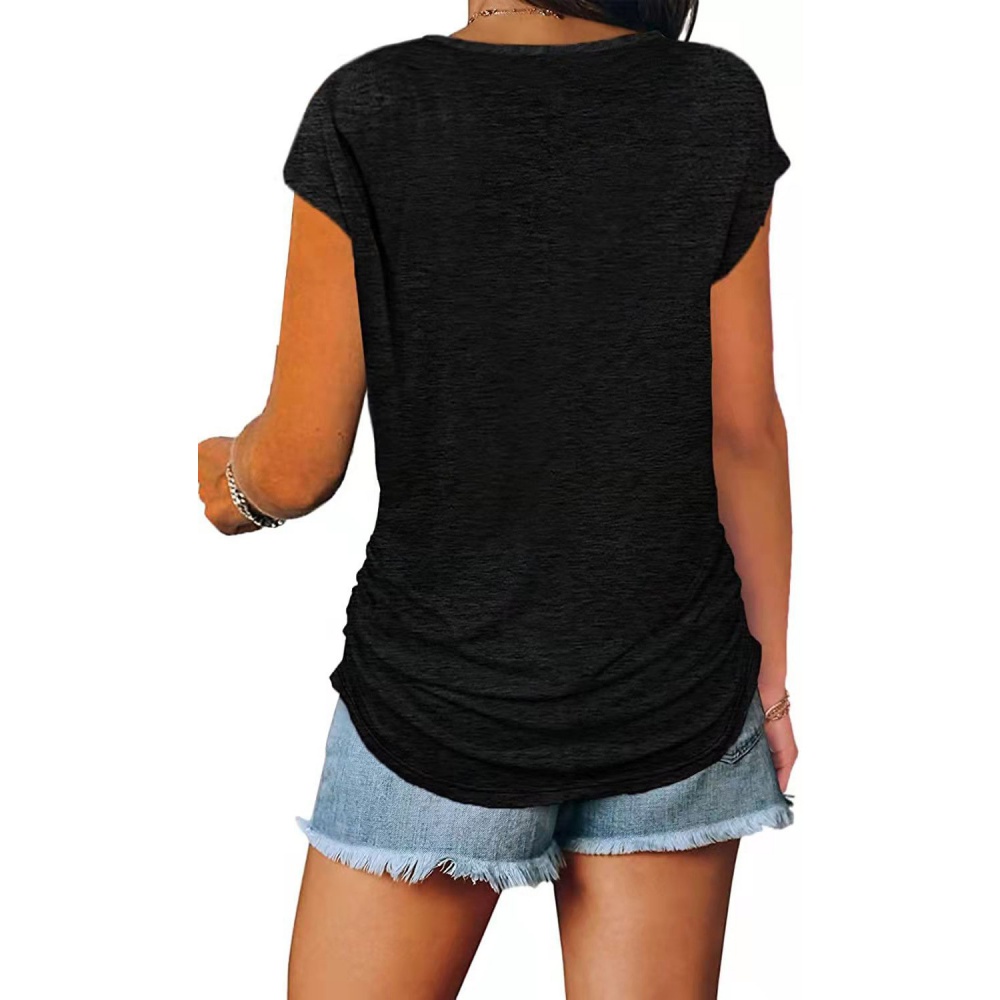 Chest zip tops summer T-shirt for women