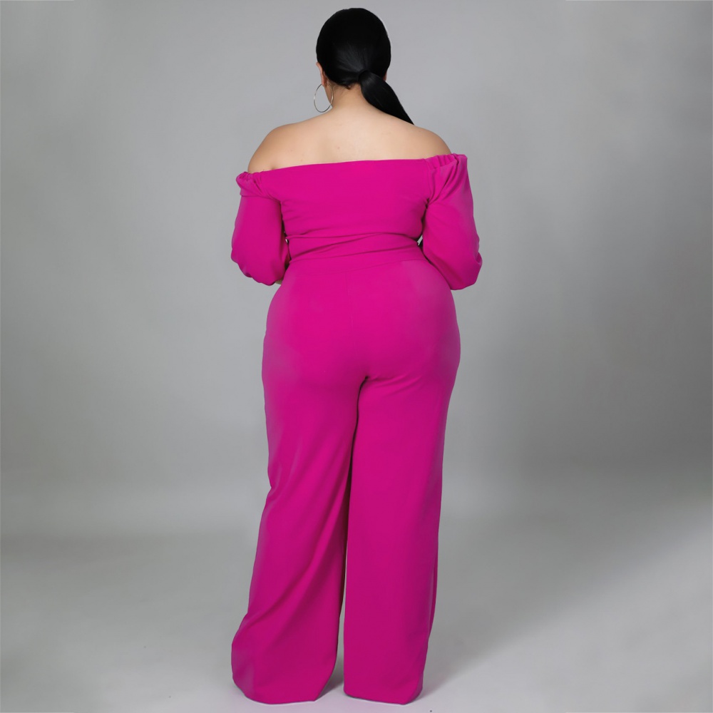 Sexy wrapped chest flat shoulder jumpsuit for women