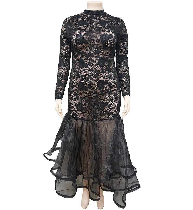Autumn and winter sexy large yard lace dress for women