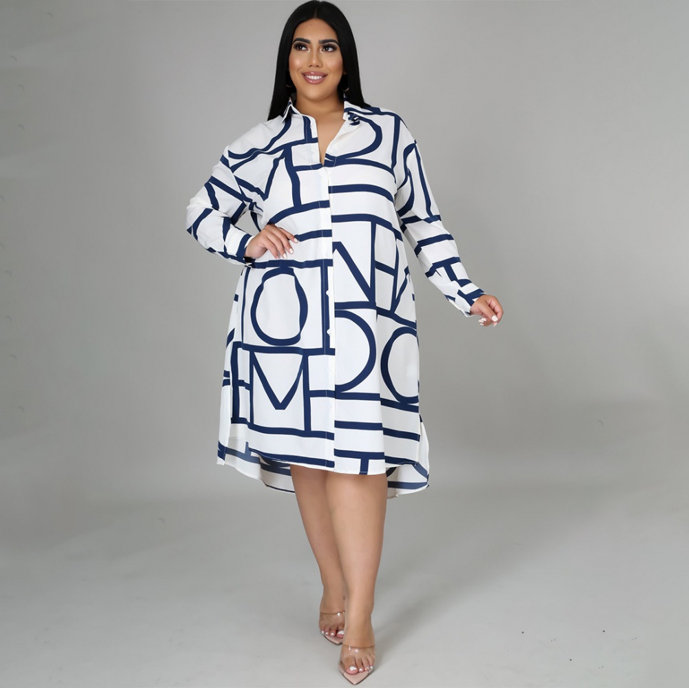 Printing chouzhe dress European style shirt for women