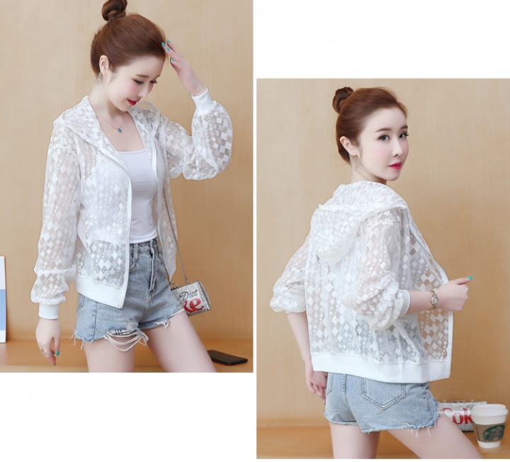 Lace summer thin sun shirt outside the ride hollow tops