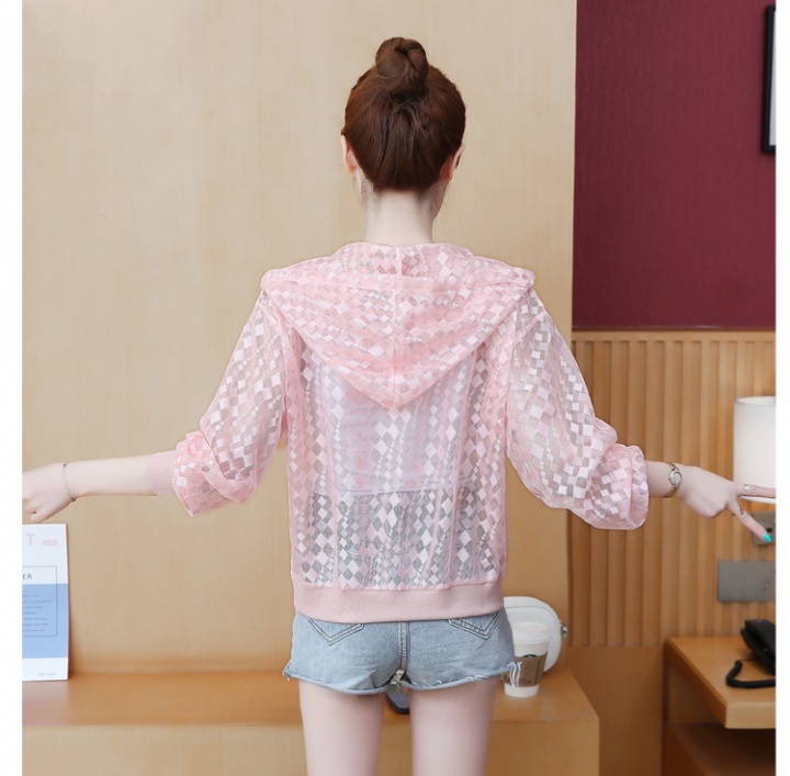 Lace summer thin sun shirt outside the ride hollow tops