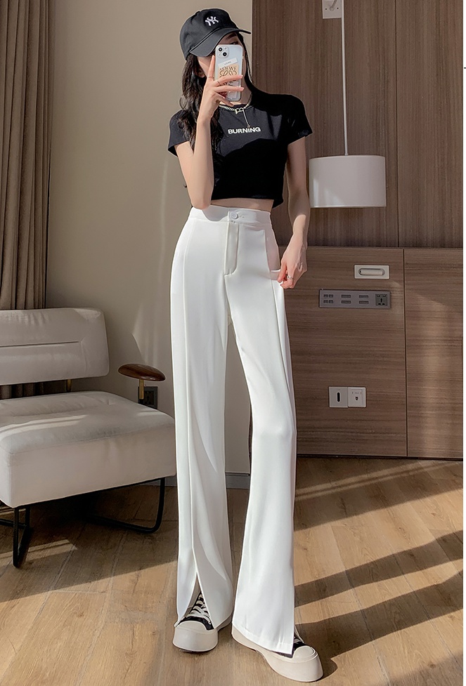 Spring and autumn suit pants ice silk wide leg pants