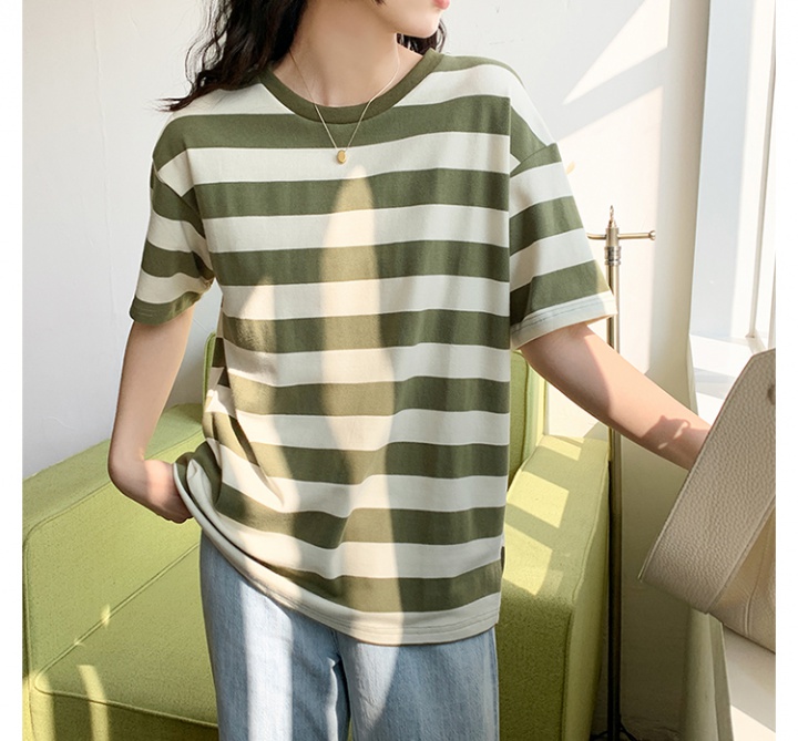 Stripe Korean style tops thin T-shirt for women