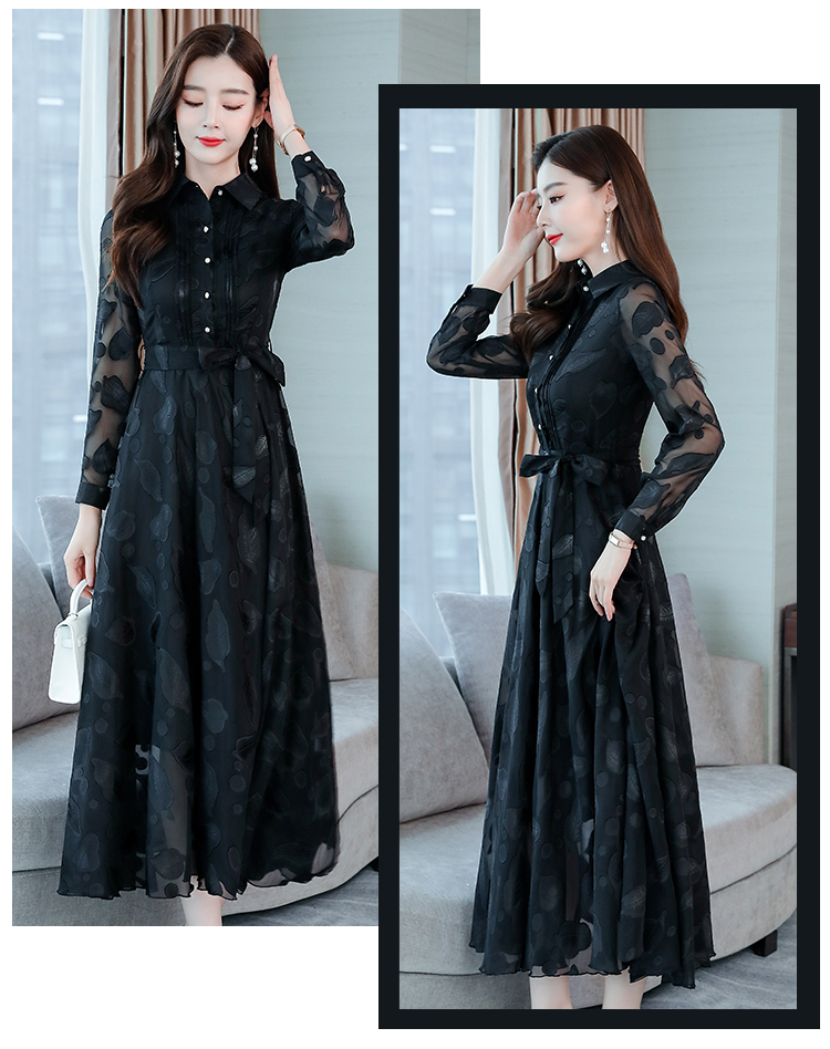 Autumn long sleeve long dress big skirt dress