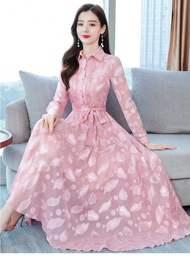 Autumn long sleeve long dress big skirt dress