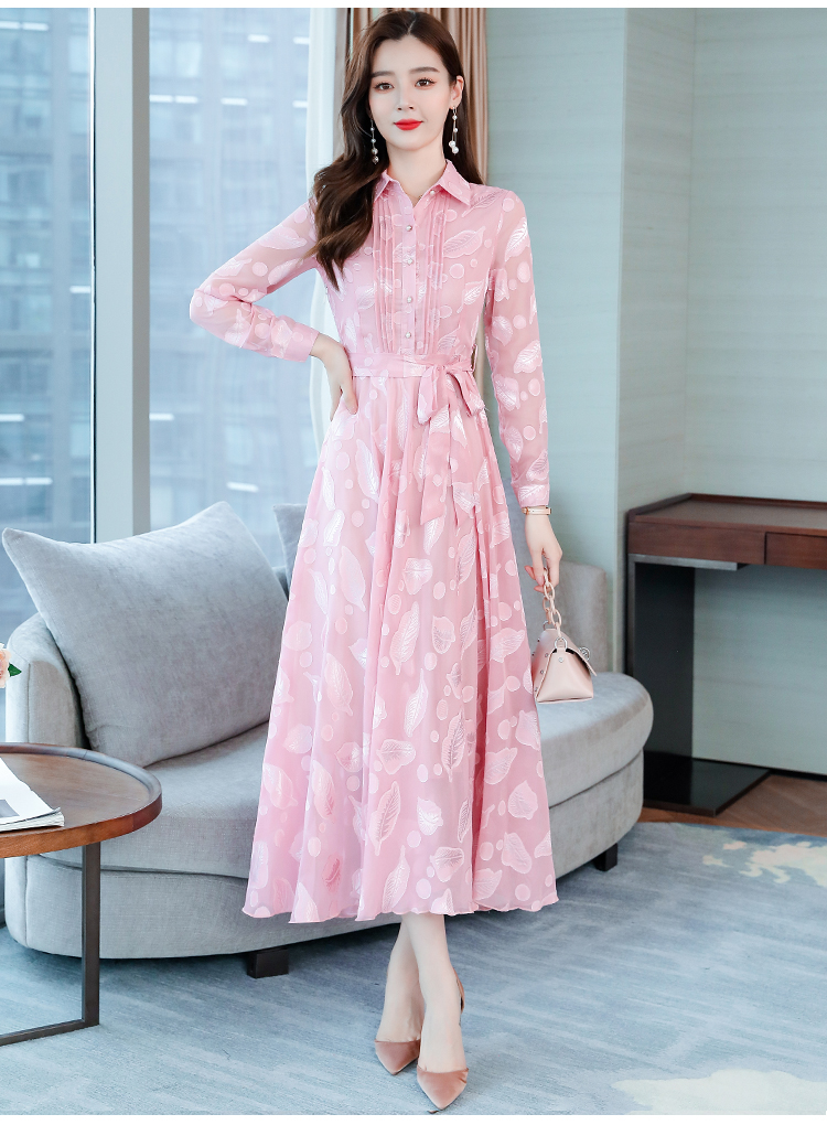 Autumn long sleeve long dress big skirt dress