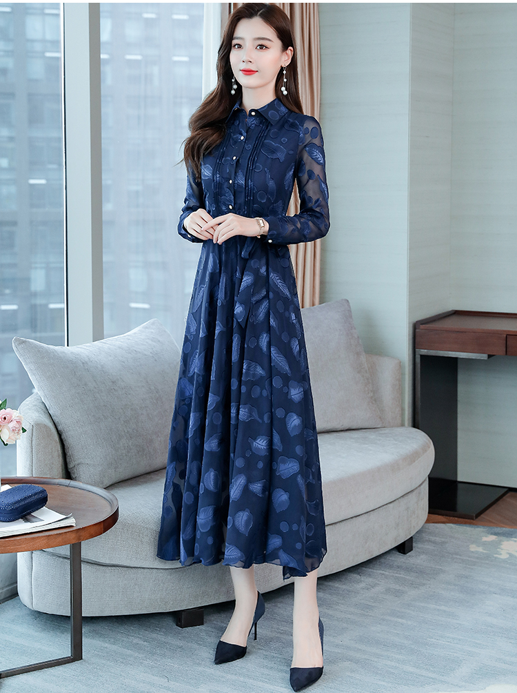 Autumn long sleeve long dress big skirt dress