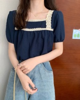 Korean style square collar chiffon shirt short sleeve shirt