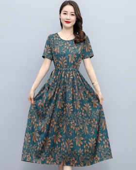 Short sleeve long dress large yard dress for women