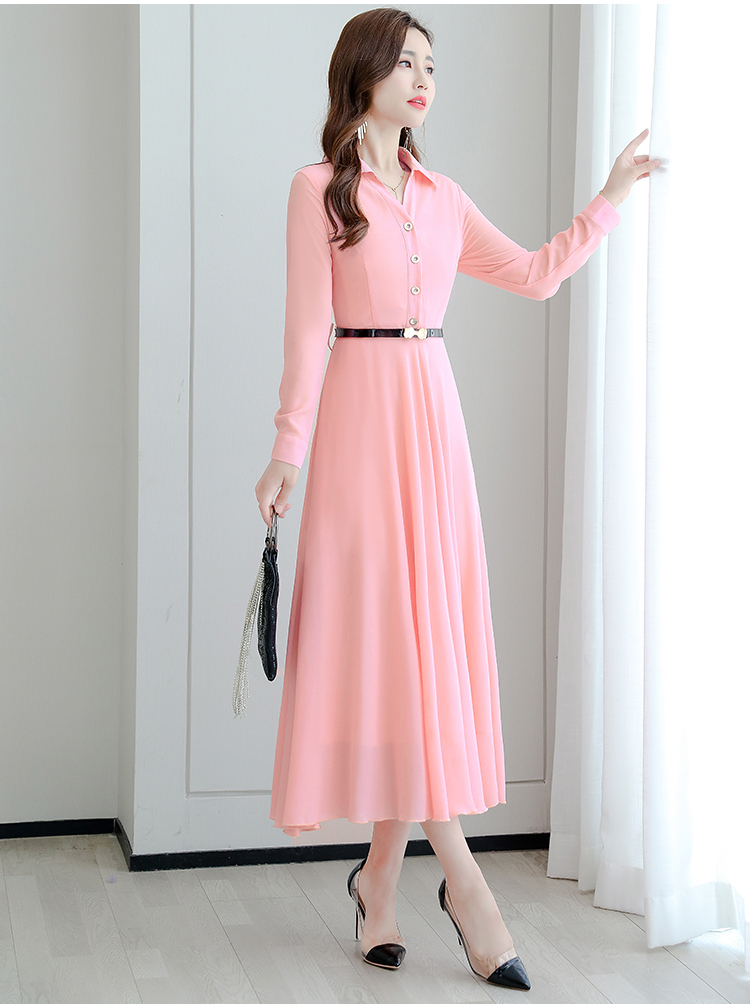 Slim chiffon pure long summer Korean style dress