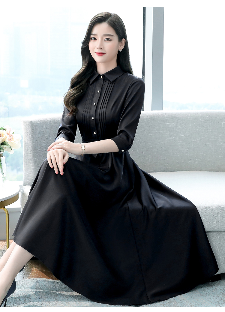 Satin short sleeve dress slim fashion long dress