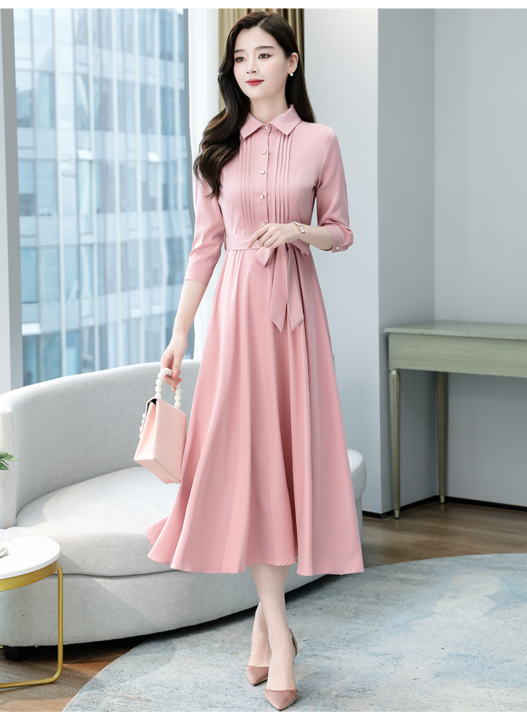 Satin short sleeve dress slim fashion long dress