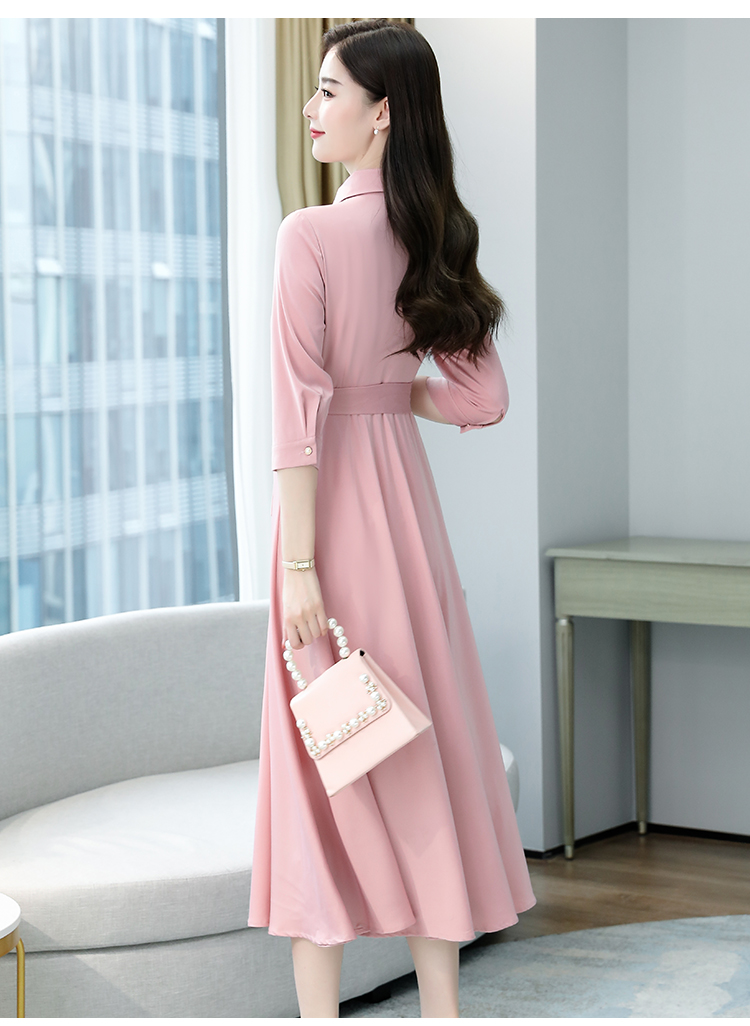 Satin short sleeve dress slim fashion long dress