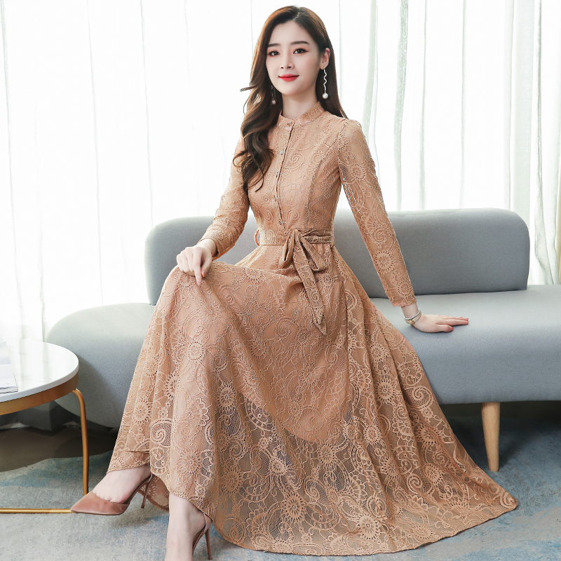 Exceed knee long lace fashion dress for women