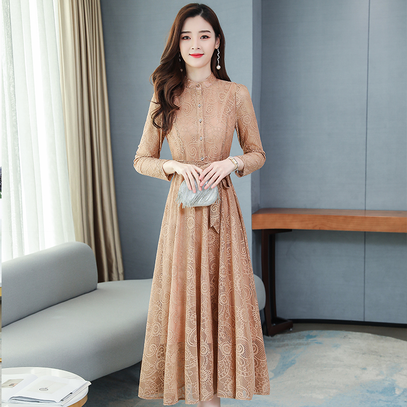 Exceed knee long lace fashion dress for women
