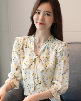 Western style floral tops trumpet sleeves small shirt
