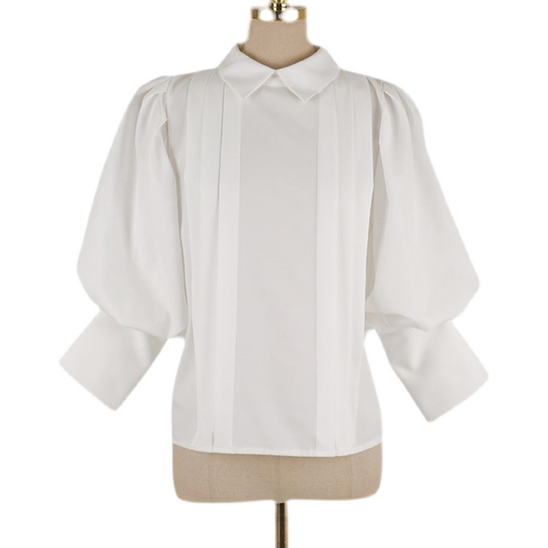 France style white chiffon shirt summer tops for women
