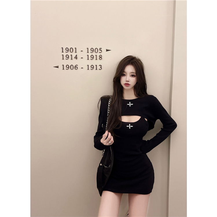 Slim package hip skirt sexy spicegirl cardigan 2pcs set