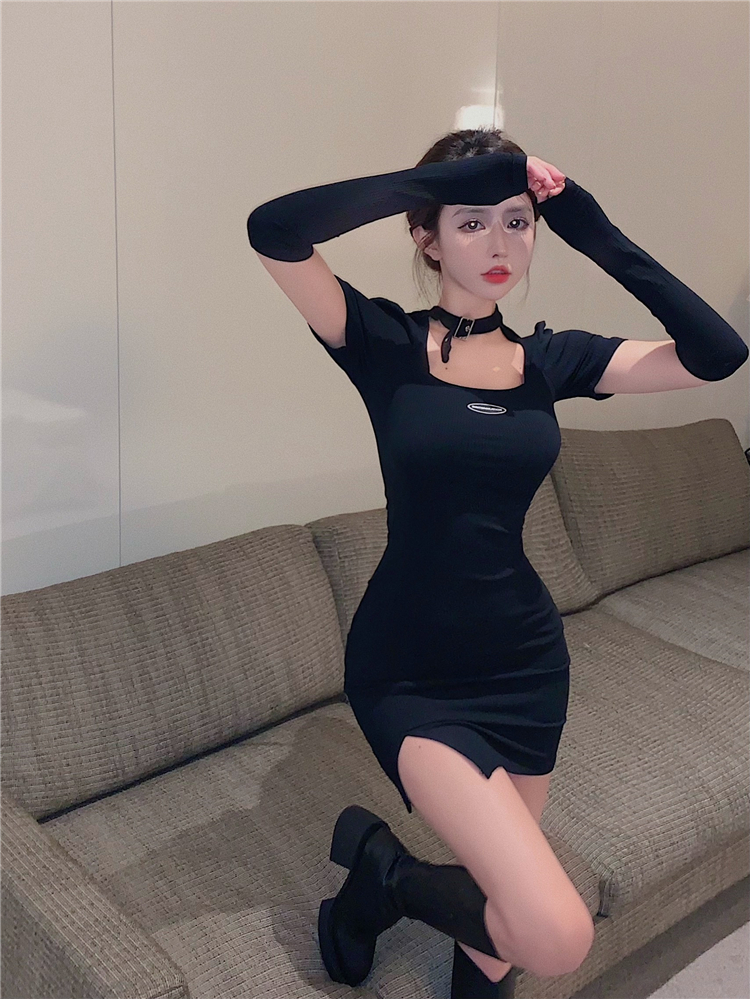 Sexy spicegirl halter short sleeve dress for women