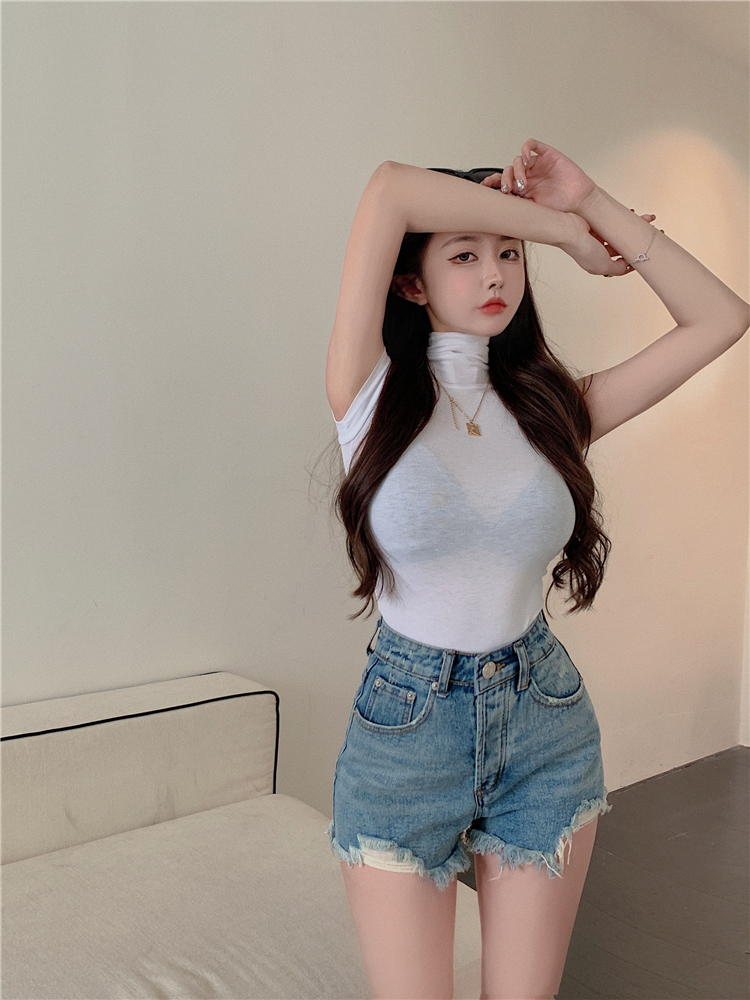 High waist spring short jeans loose blue shorts for women