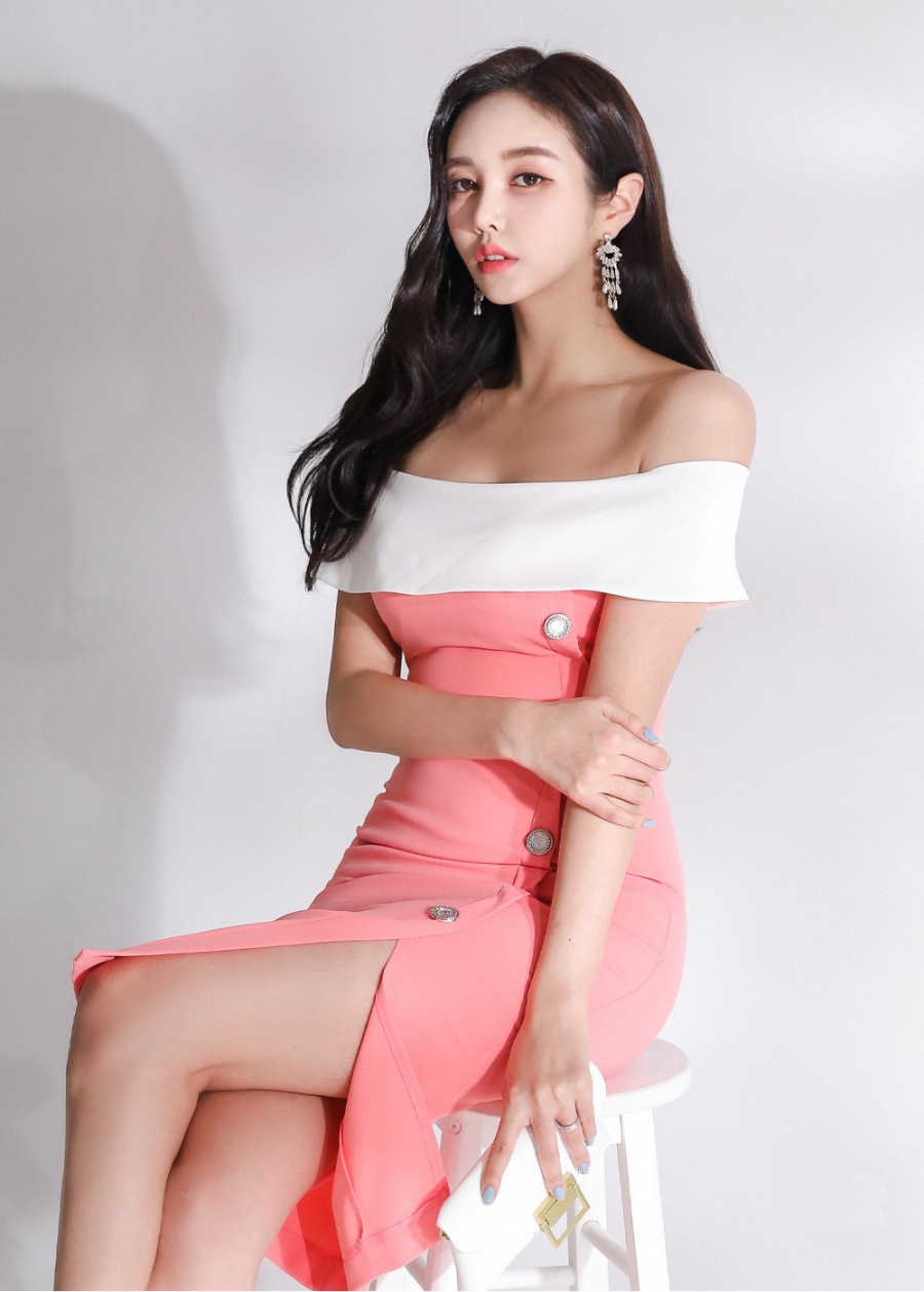 Slim package hip dress splice Korean style T-back for women