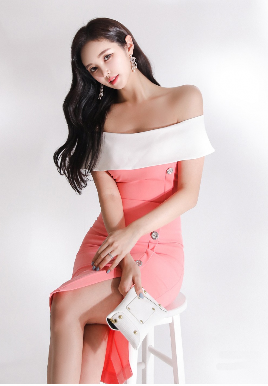 Slim package hip dress splice Korean style T-back for women