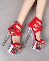 Transparent rivet platform summer colors sandals