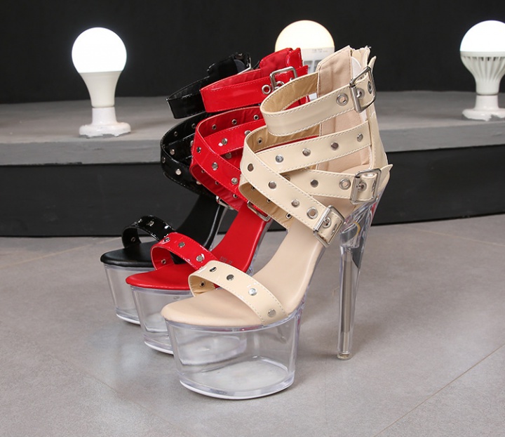 High-heeled rome sandals transparent platform