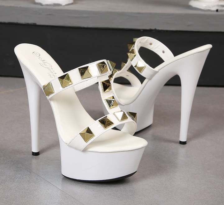 Transparent rivet platform high-heeled summer sandals