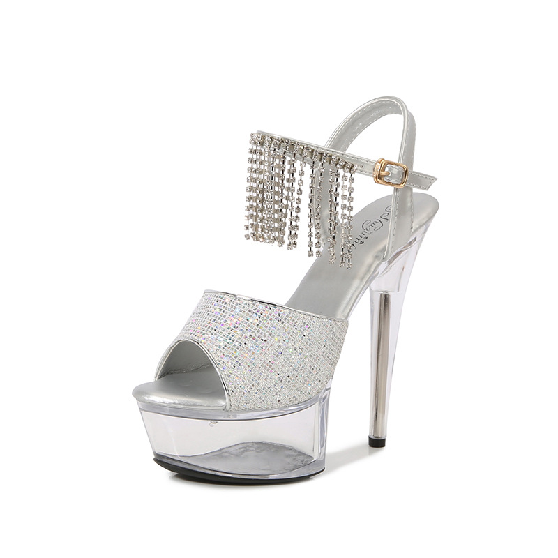 Ultrahigh high-heeled shoes rhinestone platform