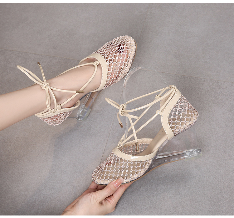 Glass slipsole high-heeled shoes summer tet shoes for women