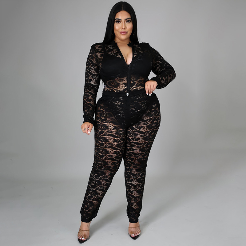 Lace long pants large yard jumpsuit 2pcs set for women