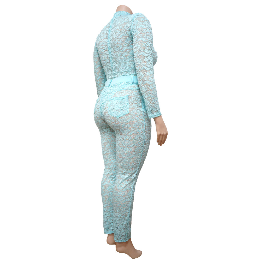 Lace long pants large yard jumpsuit 2pcs set for women