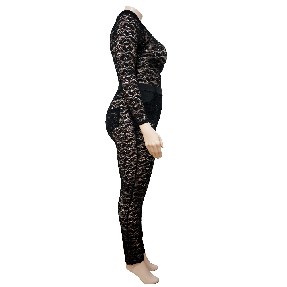 Lace long pants large yard jumpsuit 2pcs set for women