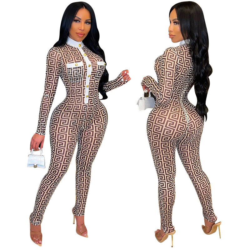 Printing tight sexy whole body digital jumpsuit