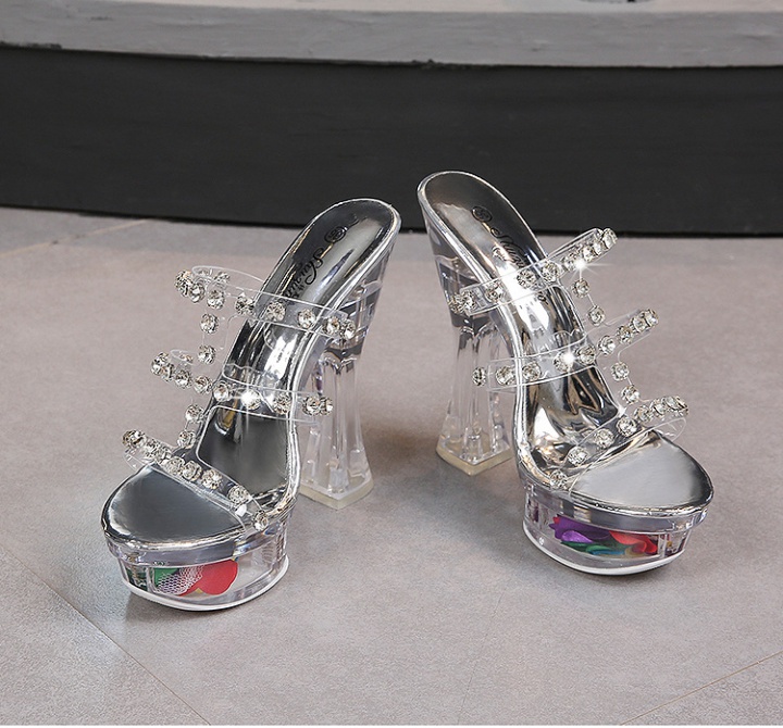 All-match slipsole shoes rhinestone platform for women