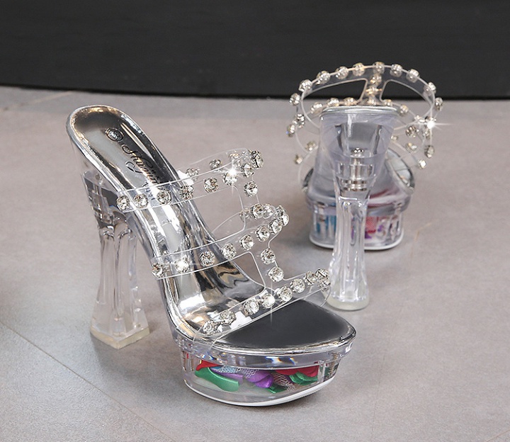 All-match slipsole shoes rhinestone platform for women