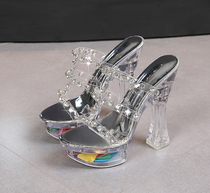 All-match slipsole shoes rhinestone platform for women