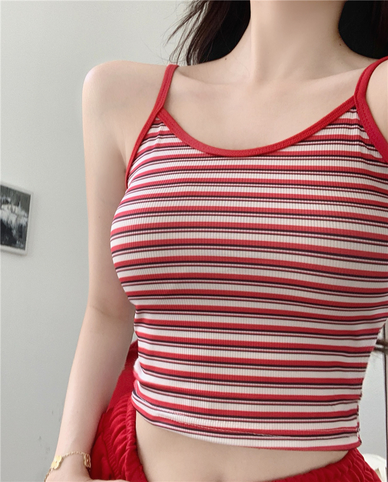 Summer stripe small sling spicegirl short vest for women