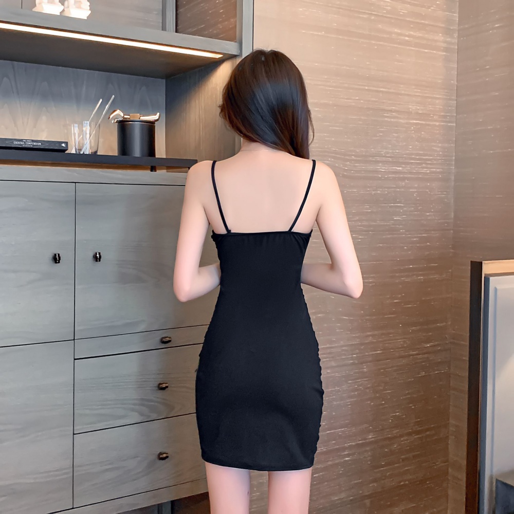 Sexy low-cut package hip T-back sling nightclub dress