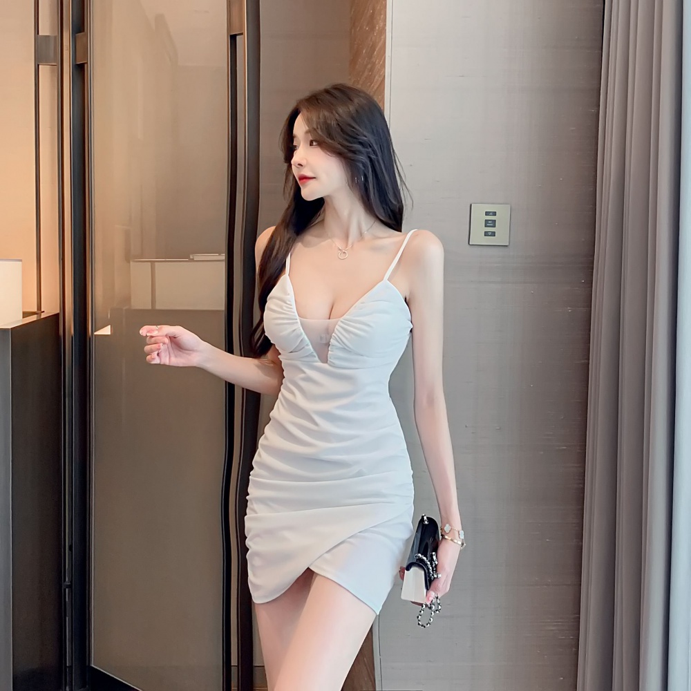 Sexy low-cut package hip T-back sling nightclub dress