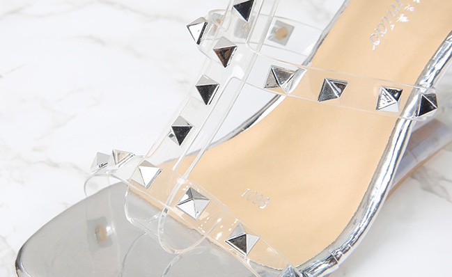 Glass high-heeled shoes sandals for women