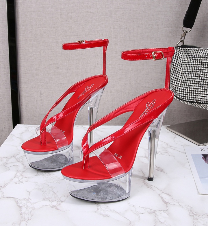 Fine-root sexy shoes transparent crystal platform
